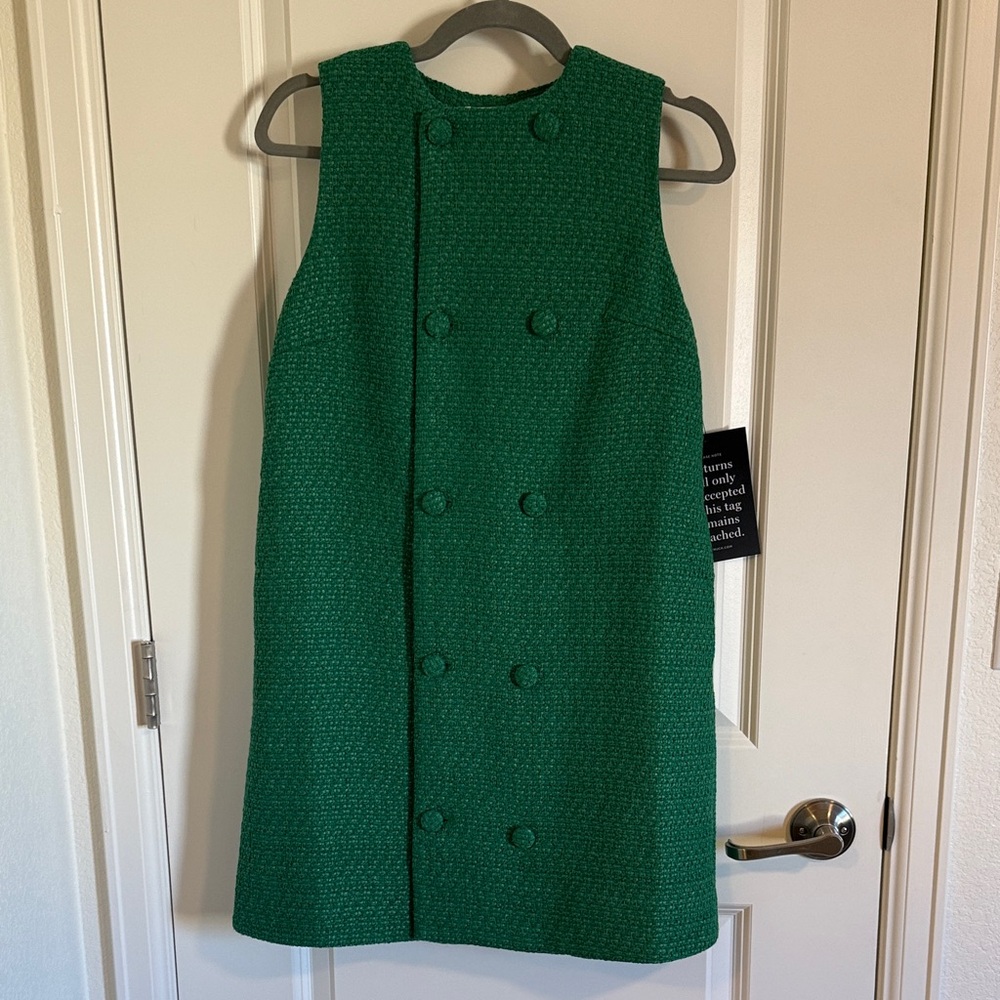 Tuckernuck Kelly Green Double-Breasted Textured Mini Dress